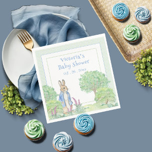 Serviette En Papier Peter Rabbit En vichy Baby shower aquarelle