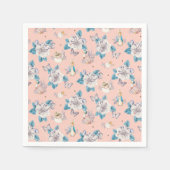 Serviette En Papier Peter Rabbit | Motif de jardin fleuri rose (Devant)