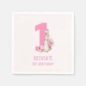 Serviette En Papier Peter Rabbit | Rose premier anniversaire (Devant)