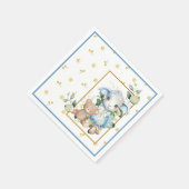 Serviette En Papier Petit agneau | Baby shower bleu Napkin (Coin)