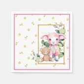 Serviette En Papier Petit agneau | Baby shower rose Napkin (Devant)