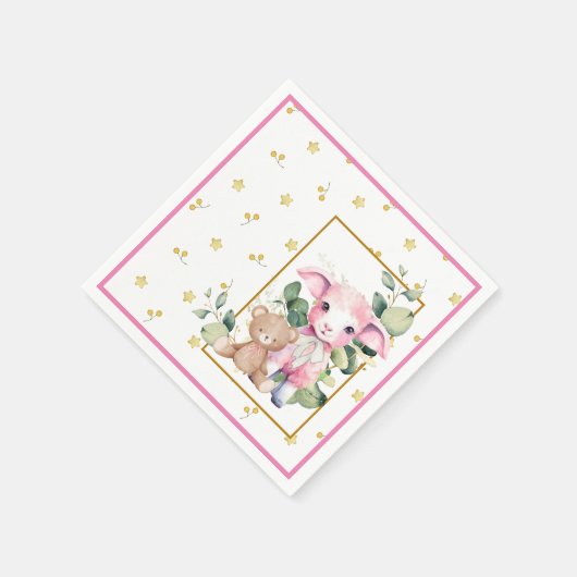 Serviette En Papier Petit agneau | Baby shower rose Napkin (Coin)