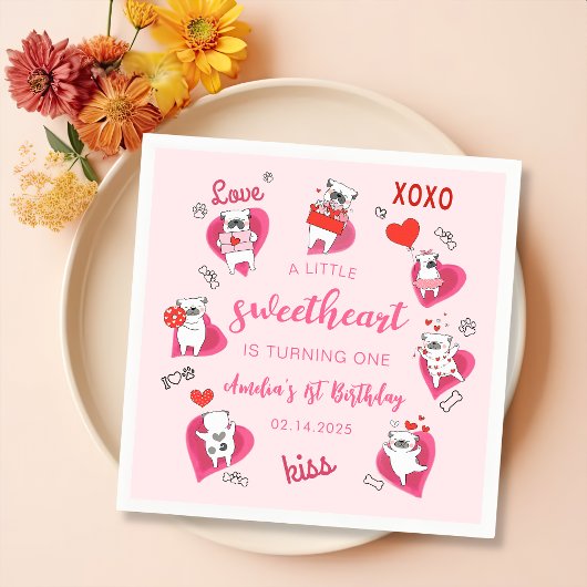 Serviette En Papier Petit amour Valentine Chiot Anniversaire Napkin