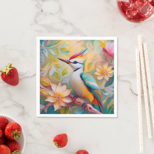 Serviette En Papier Petit arc-en-ciel Pic Imaginaire Oiseau (En situation)