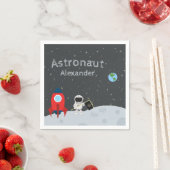 Serviette En Papier Petit astronaute sur la Lune, espace prénom (En situation)