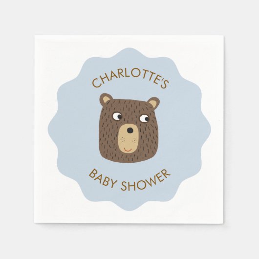 Serviette En Papier Petit Baby shower Bear Cub Personnalisé (Devant)