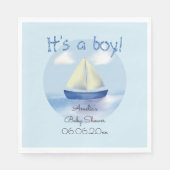 Serviette En Papier Petit Baby shower Blue Sailboat Boys (Devant)