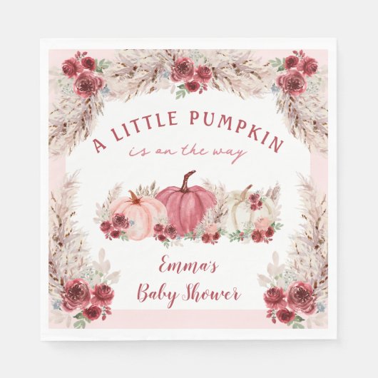 Serviette En Papier Petit Baby shower Citrouille Marsala Pink Napkins (Devant)