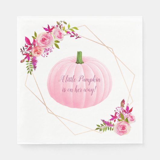 Serviette En Papier Petit Baby shower Citrouille rose (Devant)