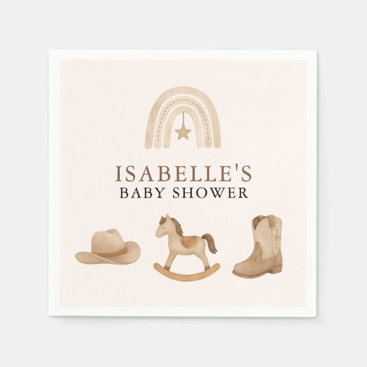Serviette En Papier Petit Baby shower Cowboy (Devant)