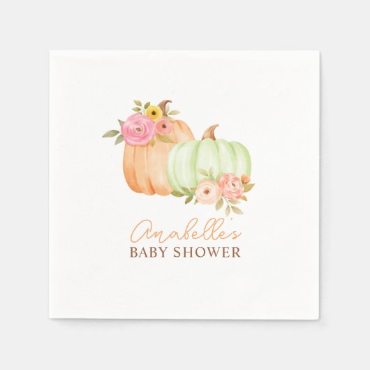 Serviette En Papier Petit Baby shower d'automne Citrouille Personnalis (Devant)