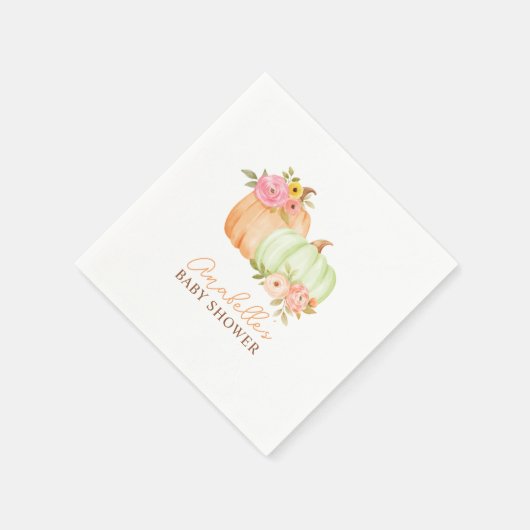 Serviette En Papier Petit Baby shower d'automne Citrouille Personnalis (Coin)