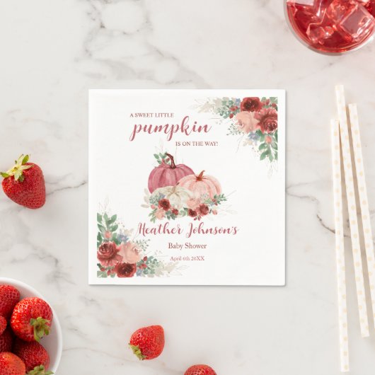 Serviette En Papier Petit Baby shower d'automne doux Citrouille (En situation)