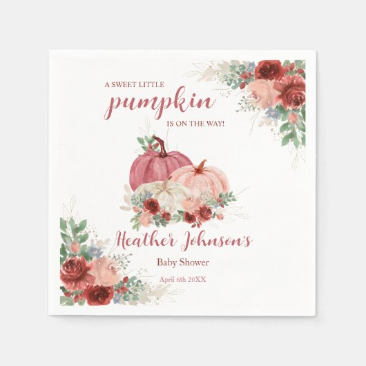 Serviette En Papier Petit Baby shower d'automne doux Citrouille (Devant)