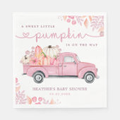 Serviette En Papier Petit Baby shower d'automne rose Citrouille (Devant)