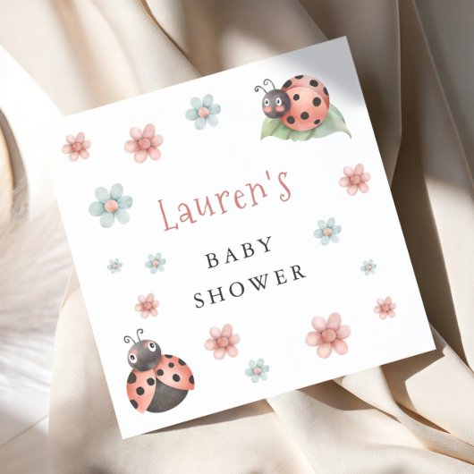 Serviette En Papier Petit Baby shower de fille d'insectes de coccinell
