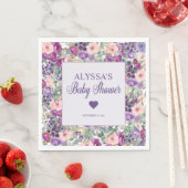 Serviette En Papier Petit Baby shower de fille rose violet (En situation)