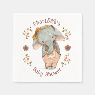 Serviette En Papier Petit Baby shower Eléphant fille