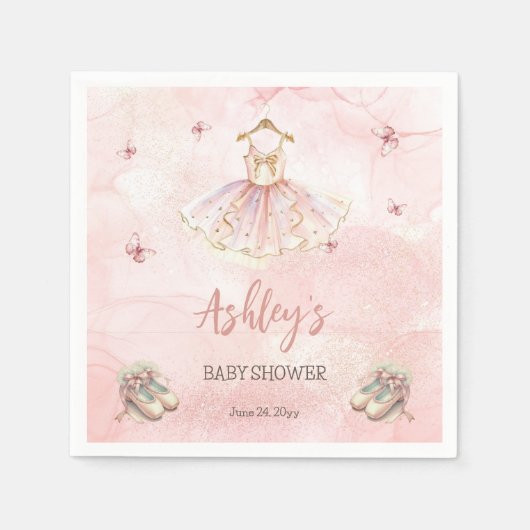 Serviette En Papier Petit Baby shower fille Ballerina Tutu rose mignon (Devant)