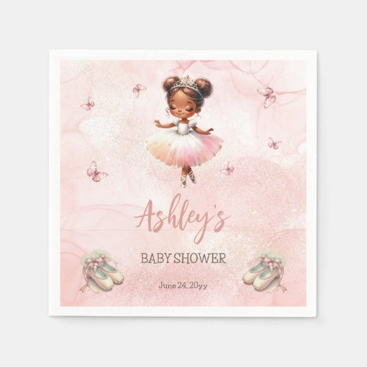 Serviette En Papier Petit Baby shower fille Ballerina Tutu rose mignon (Devant)