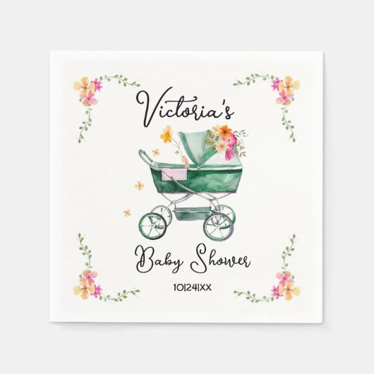 Serviette En Papier Petit Baby shower Fleur sauvage (Devant)