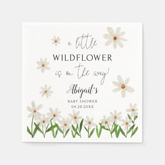 Serviette En Papier Petit Baby shower Fleur sauvage Daisy (Devant)