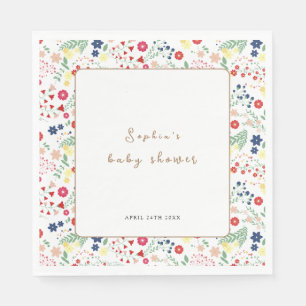 Serviette En Papier Petit Baby shower Fleur sauvage simple