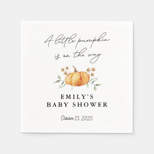 Serviette En Papier Petit Baby shower floral neutre Citrouille (Devant)