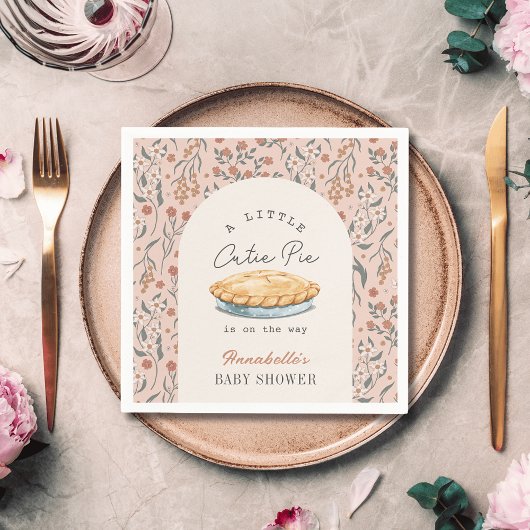 Serviette En Papier Petit Baby shower Floral Rose Pie Cutie