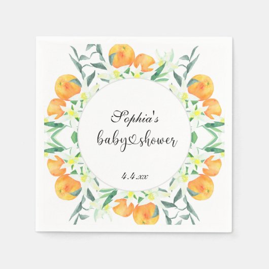 Serviette En Papier Petit baby shower orange (Devant)