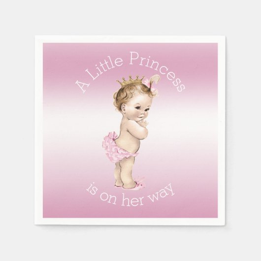 Serviette En Papier Petit Baby shower princesse rose (Devant)