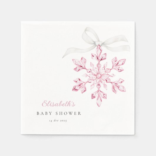 Serviette En Papier Petit Baby shower rose Snowflake (Devant)