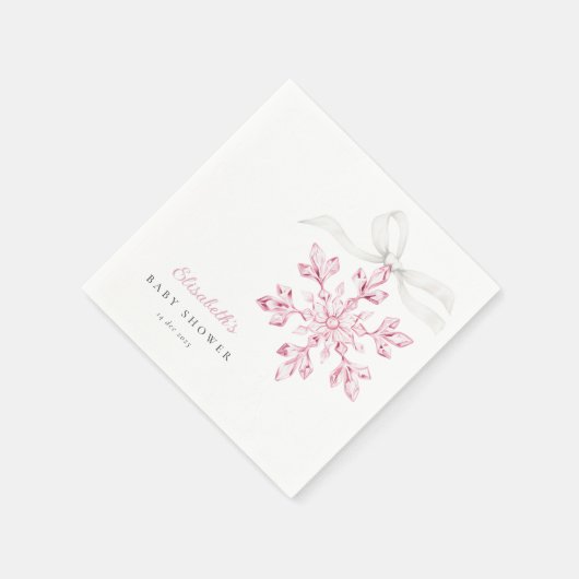 Serviette En Papier Petit Baby shower rose Snowflake (Coin)
