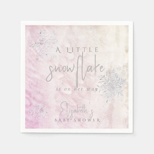 Serviette En Papier Petit Baby shower rose Snowflake congelé (Devant)