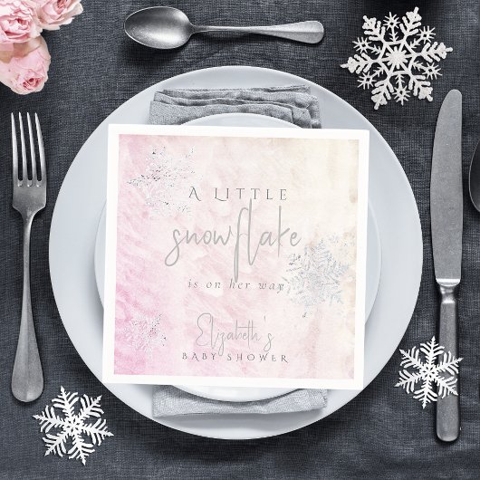Serviette En Papier Petit Baby shower rose Snowflake congelé