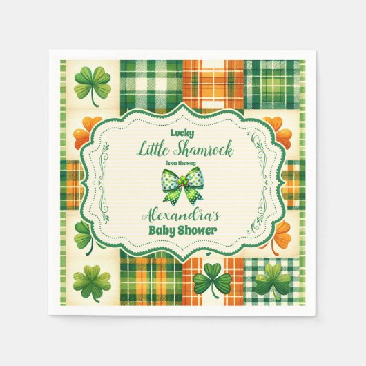 Serviette En Papier Petit Baby shower Shamrock Bow Lucky (Devant)