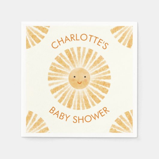 Serviette En Papier Petit Baby shower Sunshine Personnalisé (Devant)