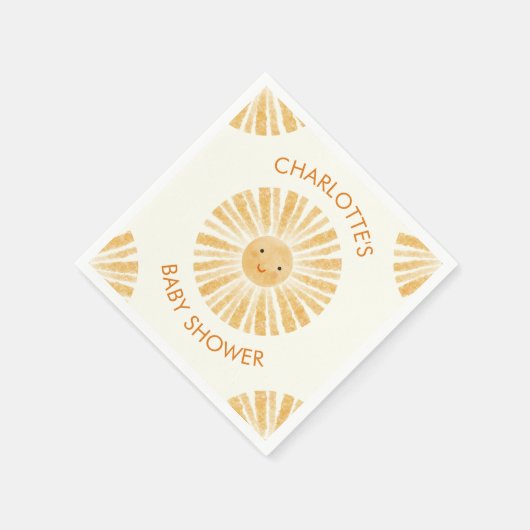 Serviette En Papier Petit Baby shower Sunshine Personnalisé (Coin)