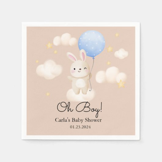 Serviette En Papier Petit Balloon Cute Brown Baby shower lapin (Devant)