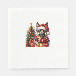 Serviette En Papier Petit Berger Allemand Chien Santa Hat Arbre de Noë