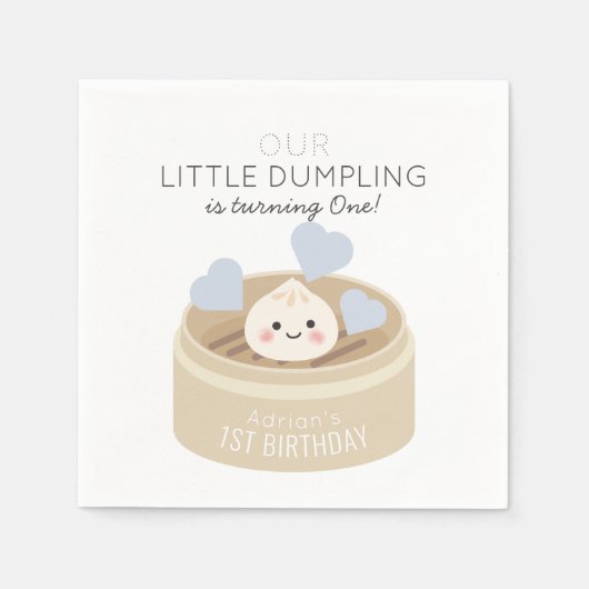 Serviette En Papier Petit Bleu Dumpling Boy Anniversaire (Devant)