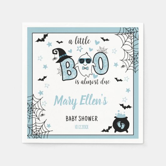 SERVIETTE EN PAPIER PETIT BOO BLUE HALLOWEEN BABY SHOWER (Devant)