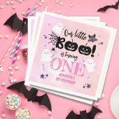 Serviette En Papier Petit Boo ! Fille rose mignonne Halloween 1er anni