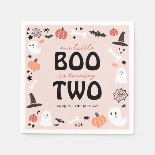 Serviette En Papier Petit Boo mignon moderne à deux ans (Devant)