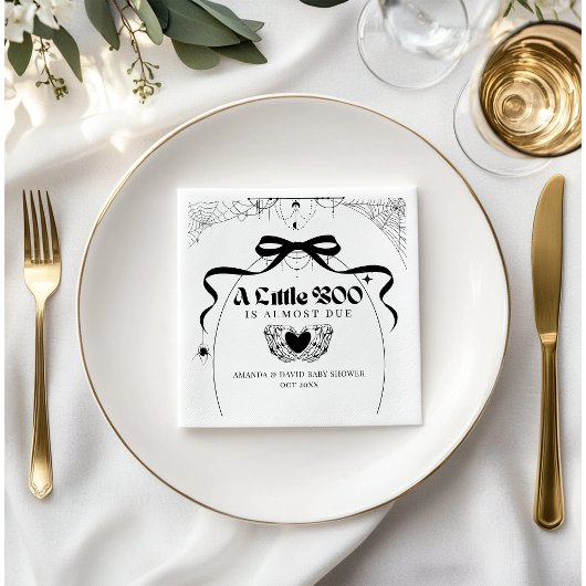 Serviette En Papier Petit Boo minimal Baby shower gothique d'Halloween