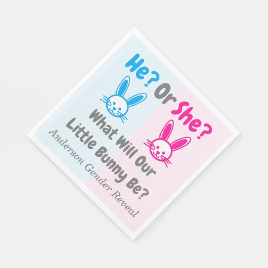 Serviette En Papier Petit Bunny Gender Reveal (Coin)