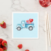 Serviette En Papier Petit Camion bleu Saint Valentin (En situation)