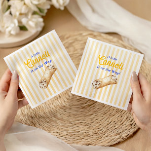 Serviette En Papier Petit Cannoli Baby Shower jaune bleu italien