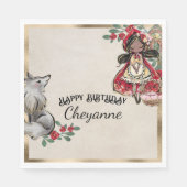 Serviette En Papier Petit Chaperon Rouge Avec Cheveux Noir (Devant)