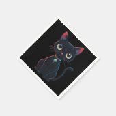 Serviette En Papier Petit Chat Noir Effrayant (Coin)